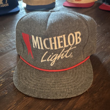 Vtg 80s MICHELOB LIGHT Hat Grey Wool Rope Cap Snapback Beer Promo Brand New NWOT picture