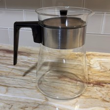 Vtg MCM Pyrex Mid Century Carafe Coffee Pot COPPER & Walnut Atomic Pitcher VGC picture
