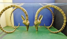 VINTAGE ANTIQUE BRASS IBEX RAM HEADS DINING TABLE picture