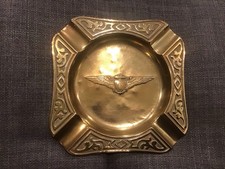 Vintage 5” Stamped Brass US Navy Aviator Wings Ashtray WWII Pilot Trench Art picture