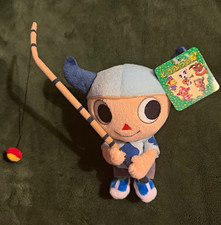 RARE vintage 2001 Animal Crossing villager boy plush Tags, Fishing Rod, Blue Hat picture