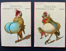 2 Vintage 1880s Victorian Trade Cards Chipman Bros Boston Anthropomorphic Birds⁠ picture