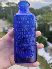 Antique Prescription 1000 External Use Cobalt Medicine Bottle/ Circa 1912/ Reese picture