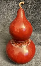 Vintage Olinala Guaje Handcrafted Lidded Double Gourd Mexico 11” picture