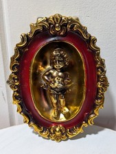 Vintage Gold-Tone Cherub/Putto Wall Plaque — Baroque Style, Made in Japan picture