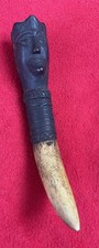 Batak Tribe Old Carved Wood Pig Tooth Warrior Magic Neck Amulet ~ Sumatra picture