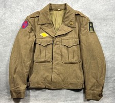 Vintage WWII US Army M1944 Ike Jacket Brown Wool Size 34R 1st Army 30th Infantry picture