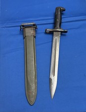 Original US G.I. M1942 WW2 Military Bayonet by Utica w/ Flaming Bomb Scabbard picture
