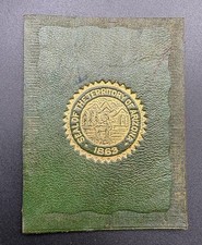c1910 L23 Arizona Territory Seal Tobacco Leather 1863 Antique Green Gold picture