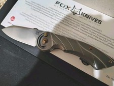 Fox Radius Lock Gray Sculpted Titanium Folding Bohler M390 Pocket Knife 550TI picture