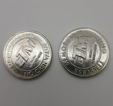 Vintage CTM Metal Arcade Token Coins Lot Of 2 Small Silver Tone No Cash Value picture