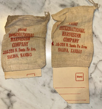 Vintage INTERNATIONAL HARVESTER CO. Parts Mailer Bags w/ Tag  SALINA, KS Rare picture