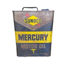 Vintage SUNOCO Mercury Motor Oil 2 Gallon Metal Can Gas Station Advertising picture