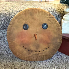 Primitive  snowman Signed Schneeman 2001 A Snowy Day Snowman Pillow rag stuffed  picture