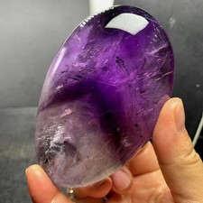 252-310g Natural Amethyst Quartz Carved Palm Crystal HEALING Reiki Decor Gift picture