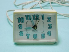 Vintage Westclox E54/55 Lighted Dial Plug In Plastic Alarm Clock. Works Well picture