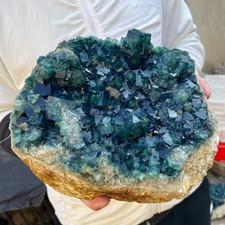 16.3lb NATURAL Green Cube FLUORITE Quartz Crystal Cluster Mineral Specimen picture