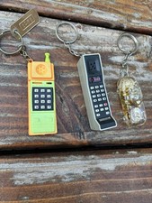 3 Vintage 1980’s Motorola The Brick Keychain Car With Gold Coin Phone Keychain picture