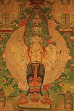 Real Tibet Vintage Old Buddhist Thangka Thousand-Handed-and-Eyed Avalokitesvara picture