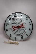 VTG Spalding Baseball Official Distributor Lighted Bubble Glass Clock, Works B21 picture