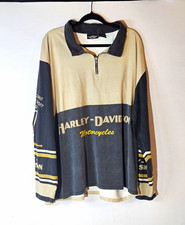 Vintage Harley Davidson Colorblock 1/4 Zip Polo Shirt Long Sleeve Graphics picture