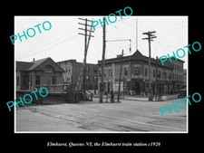 OLD LARGE HISTORIC PHOTO ELMHURST QUEENS NEW YORK THE RAILROAD STATION c1920 picture