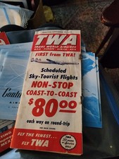 Vintage Sept 1955 TWA Trans World Airline Flight Schedule Timetable picture