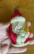 Antique 1920s GERMANY Hand Blown MERCURY GLASS SANTA CLAUS Chistmas Ornament  picture