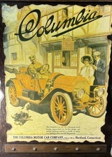 1910 Columbia Original Antique Automobile Advertising Poster Folk Art picture