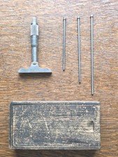 Vintage L. S. Starrett No. 440-A Depth Micrometer w/(3) Rods & Wood Box USA picture