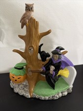Vtg Cramer Ceramic Halloween Witch, Jack o' Lantern, Grave Yard  1980 12x14 picture