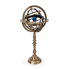Brass Armillary Sphere Globe Decor - Vintage Style Astronomy Desk Ornament picture