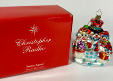 CHRISTOPHER RADKO BLOWN GLASS CHRISTMAS ORNAMENT SNOWY SQUAD MACYS EXCLUSIVE BOX picture