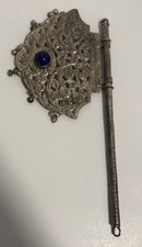 Vintage Old Hand Embossed Floral Maharaja Miniature Pankha/Fan from Pakistan 9” picture