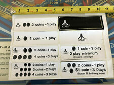 Factory Original Atari Sheet of Arcade Coin Door Decals picture