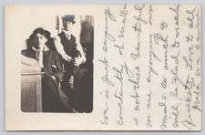RPPC Two Young Men Seated - Bowler Hat c1909 from Colorado - Postcard picture