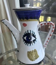 SBERNA DERUTA ITALY FOR STARBUCKS COFFEE POT PICASSO EVIL EYE RARE HAND PAINTED picture