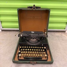 Vintage 1930s Royal Model O Portable Typewriter Green Case Manual Antique picture