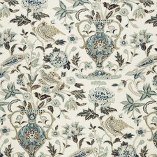 Schumacher Linen Print Fabric- Camberwell Vase Print / Mineral 0.75 yds 174551 picture