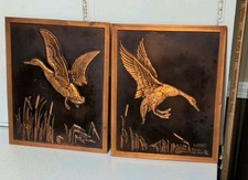 Vtg Art Metals Co. A. Bertoli. Copper And Aluminum Plaques. Geese. Louisville KY picture