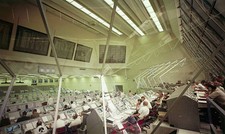 The Launch Control Center Firing Room 3 bustles activity during Ma- Old Photo picture