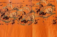 1 Rare Vintage Halloween Crepe Paper Tote 18x13” panel precut pieces signed used picture