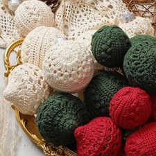 CHRISTMAS ORNAMENTS / CROCHET / ASSORTED STYLES & COLORS / SET of 24 ORNAMENTS picture
