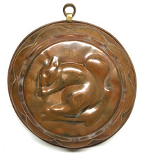 Squirrel On Top Antique  8” Copper Mold w/Hanging Ring - Tin Plate Inside picture