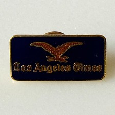 VTG The Los Angeles Times Enamel Logo Lapel Pin Newspaper Collectible Red Blue picture