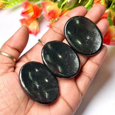 3PCS AAA Black Tourmaline Worry Stone Healing Reiki Palm Stone Crystal Decor picture