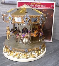 Vtg Holiday Living Classic Carousel #111644 Works plays music w Box & Plug Video picture
