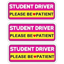 3 Pcs Student Driver Magnet, 10x4 Inch, Pink Reflective Car Safety Sign picture