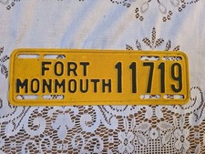 1940's FORT MONMOUTH US Army Military Base Metal License Plate Monmouth NJ picture