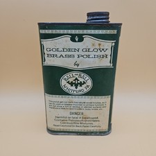 Vintage Golden Glow Brass Polish Bottle Metal Antique Movie Prop Whitford PA  picture